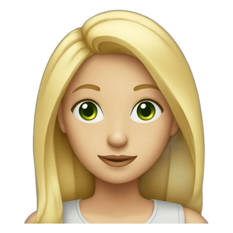Girl blond with laptop with green eyes sticker