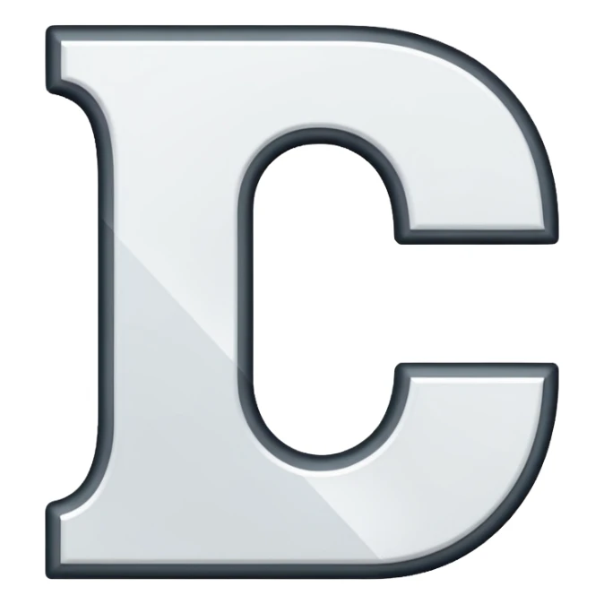 A white letter C with black background and white line crossing the C  sticker
