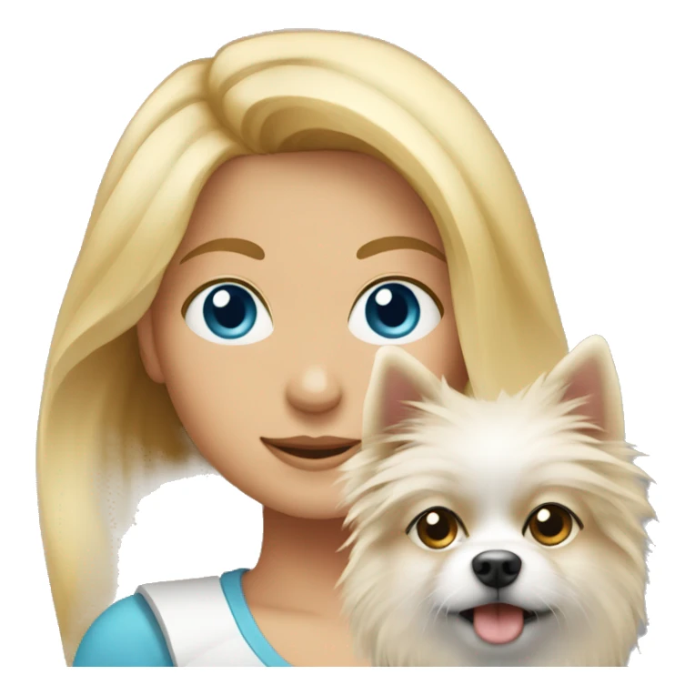 Blonde girl blue eyes holding spitz  sticker