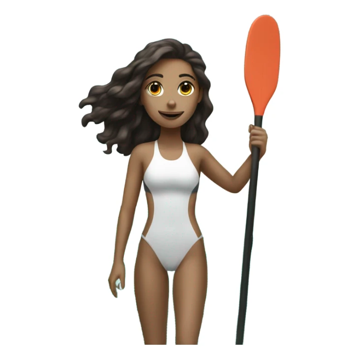 White Girl with dark hair paddle boarding on the ocean sticker