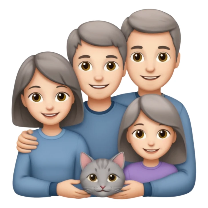 familia joven con un gato sticker