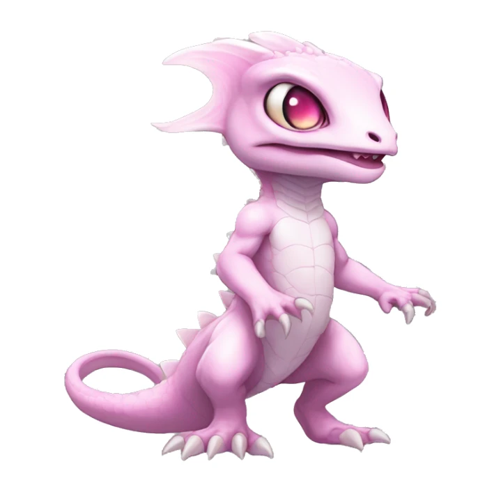 White, Chibi, White, Pink eyes, Anthro-Sona-Lizard-Alien-Fakémon, Full Body sticker