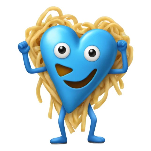 Scary blue love heart with pasta and legs sticker