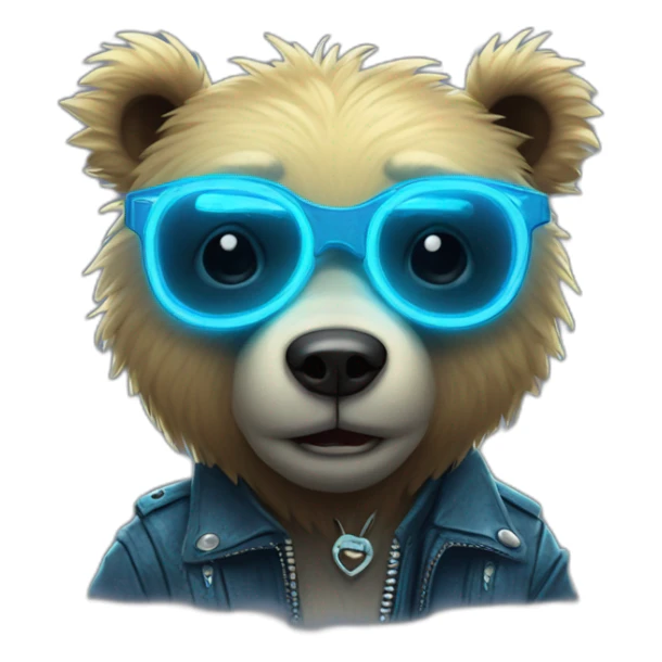 little blue neon punk bear peekin out sticker
