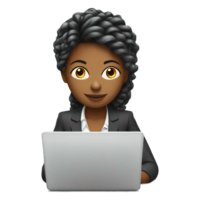 Woman with Laptop busy with coding for Office Work by thinking future me nice hair suit  sticker