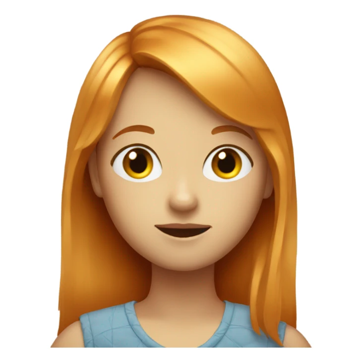 Ginger with blonde bangs girl portrait looking on sticker