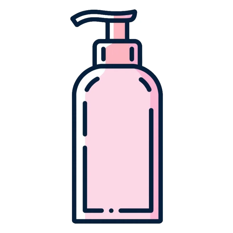 Facial cleanser pump bottle, minimalist, rounded, soft pastel colors, SOS skin care sticker