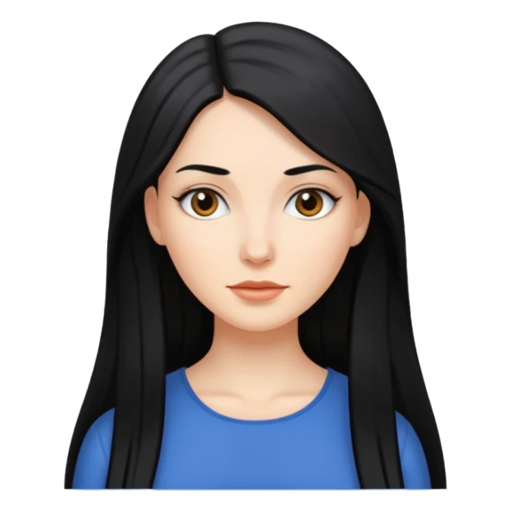 femme blanche, cheveux long, lisse et noir sticker