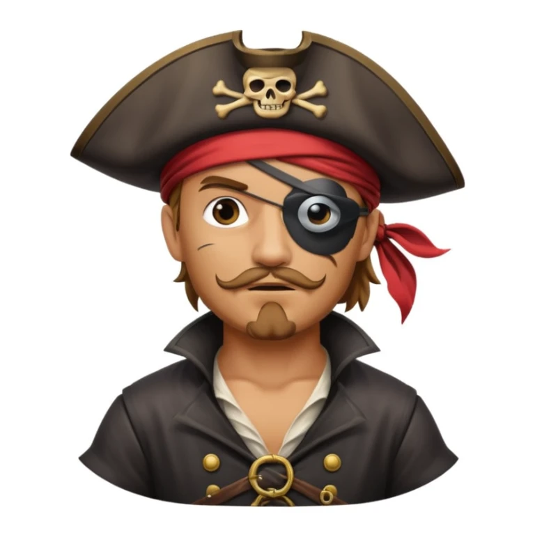 pirate with eye sailing a ship in strome sea background sticker