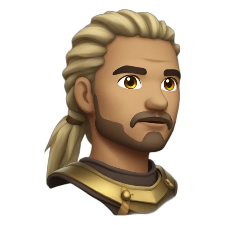 A badass male warrior with a cleft lip and long pony tail sticker