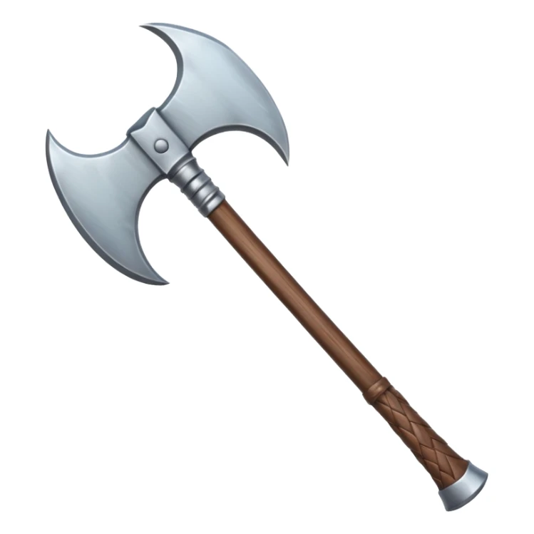 fantasy steel battle axe with a detailed handle sticker