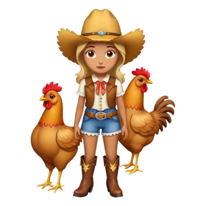 Girl chicken wearing cowboy boots  sticker