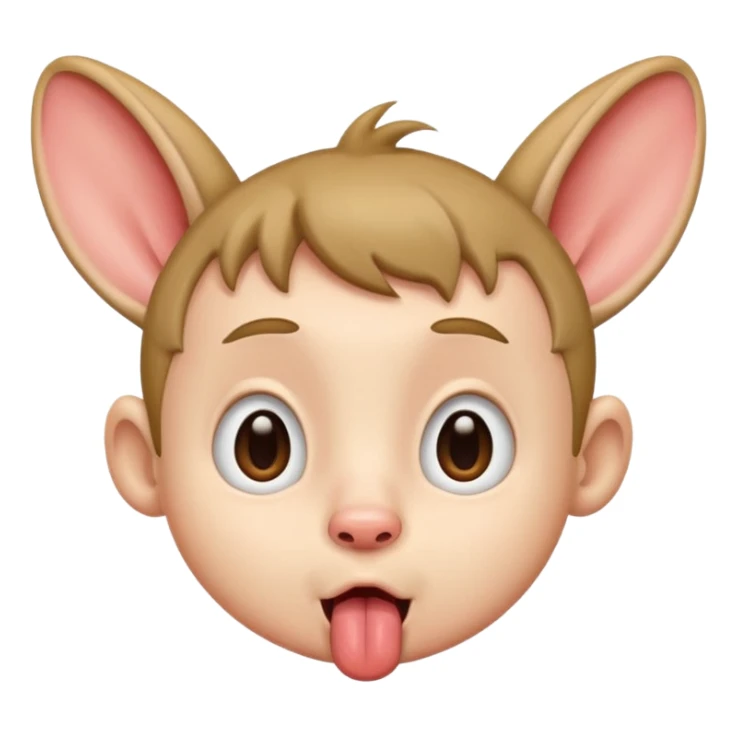 a boy with small eyes with big ears and with his tongue out sticker