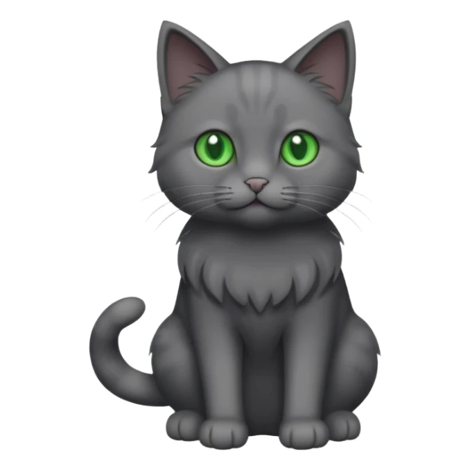 full body completely solid dark grey cat with green eyes and white paws sticker