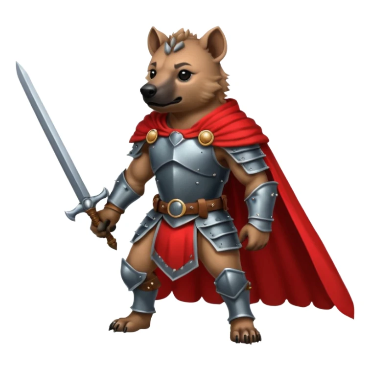 Strong hyena knight warrior with red cape  sticker