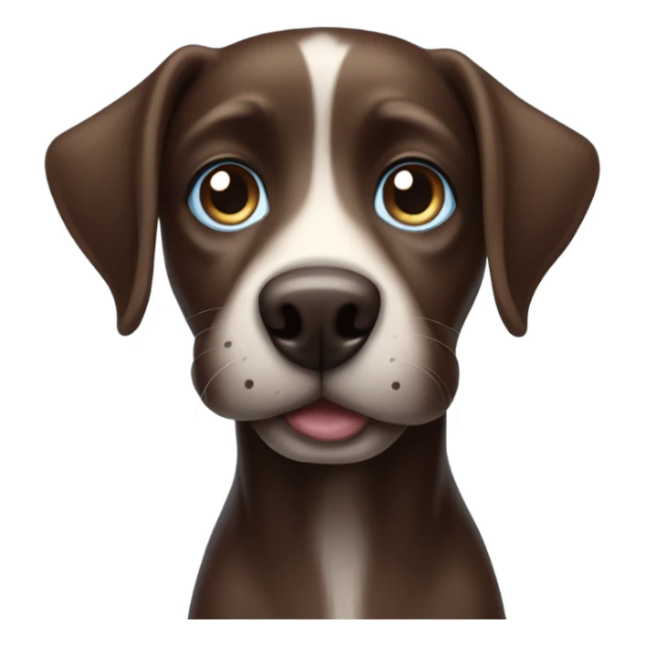 Dark brown dog with light blue eyes and pointy unturned ears  sticker