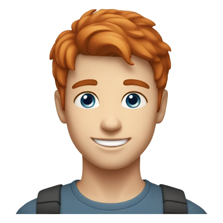 young guy smiling with blue eyes and short Redhead straight hair sticker
