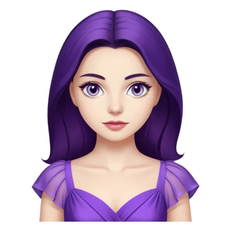 Demet özdemir as a character from game of thrones with lilac eyes and a purple dress. sticker