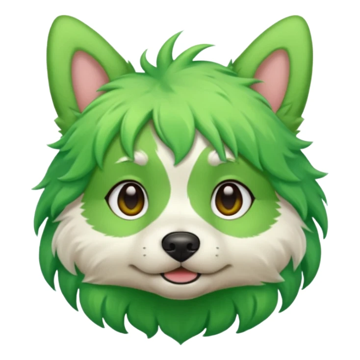 green haired dog with green skin sticker