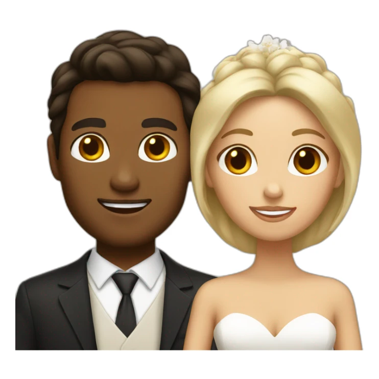Tan Woman with dark brown hair and man with blonde hair getting married sticker