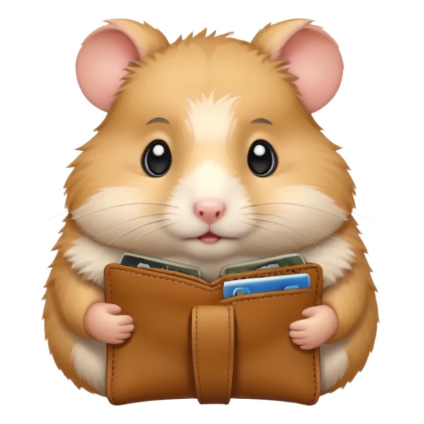 cartoon-style hamster melancholy expression opening his wallet to showcase nothing sticker