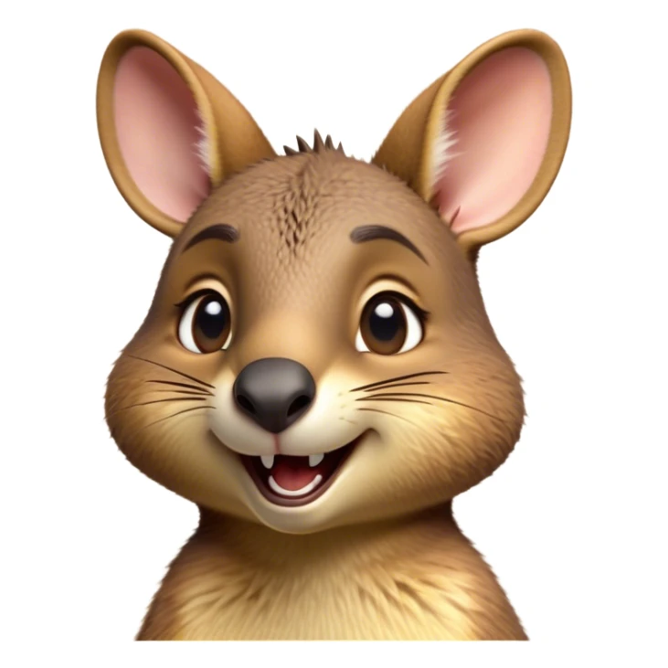 Cinematic Comical Wallaby Portrait Emoji, Head tilted dramatically with an exaggeratedly amused expression, featuring a striking tan and brown fur with wide, expressive eyes filled with playful disbelief, Simplified yet hilariously expressive features, highly detailed, glowing with a slightly sassy glow, high shine, dramatic yet playful, stylized with an air of cheeky outback mischief, bright and endearing, soft glowing outline, capturing the essence of a spirited and over‐the‐top wallaby, so meme‐worthy it feels like it could bounce its way into internet fame instantly! sticker