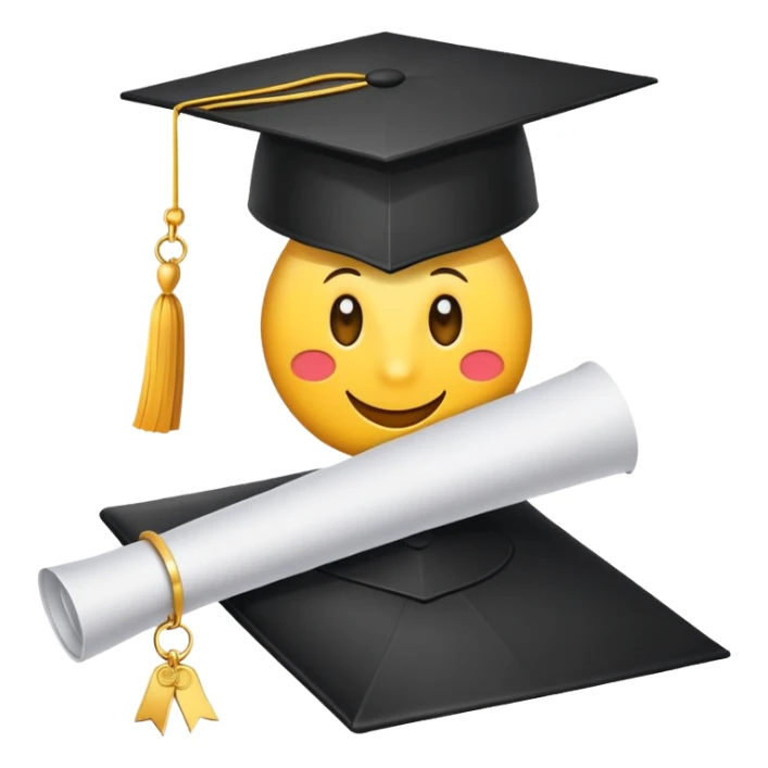 Graduation cap with diploma and honor roll medal sticker