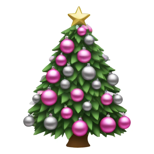 Christmas tree with pink and silver ball balls sticker