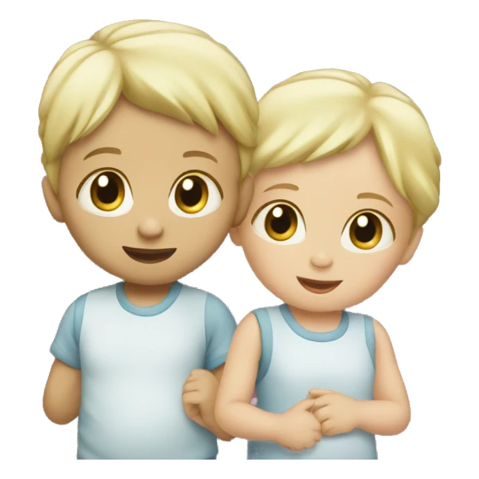 Blond Baby boy and baby girl playing sticker