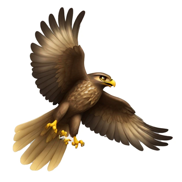 A hawk taking flight, holding in its talons a small golden horseshoe open at the top, a cross between its arms  sticker