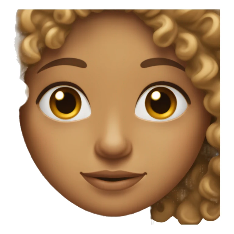 Curly haired girl with almond eyes and tan skin sticker