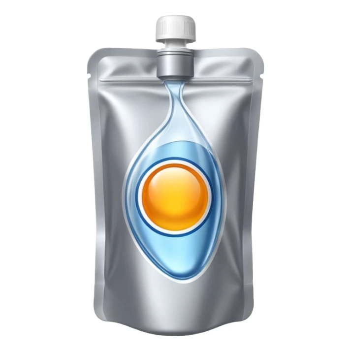 sports energy gel pouch, metallic silver pouch, dynamic, no text sticker