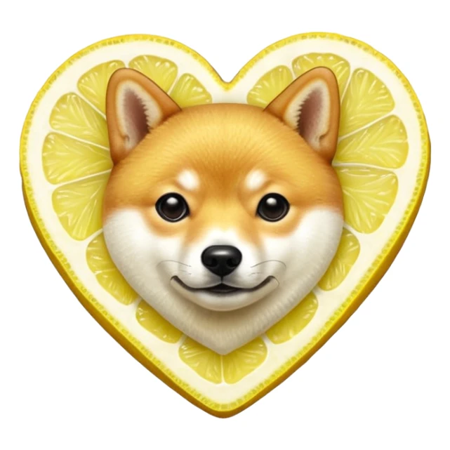 Shiba Jasper realistic heart shaped lemon slice sticker