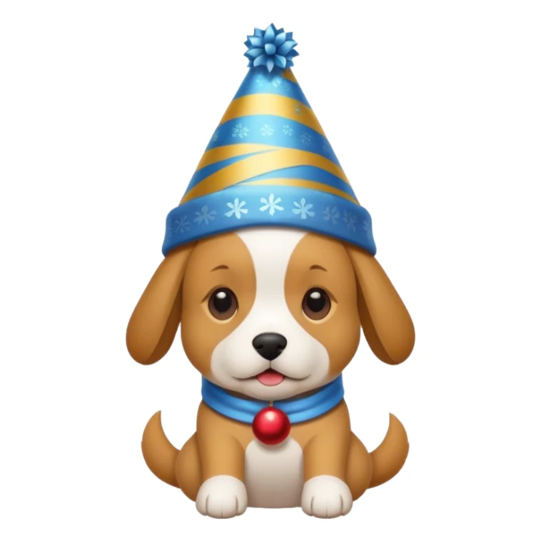 Dog in new yaer hat wrapped paper new yaer  sticker