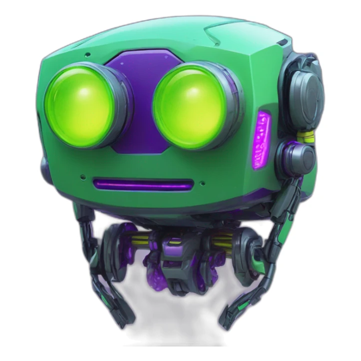 lemon-green-and-purple-neon-Robotic cyborg neo matrix sticker