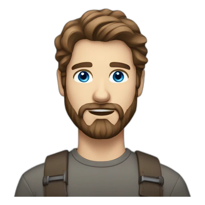 man long brown hair, beard and blue eyes sticker