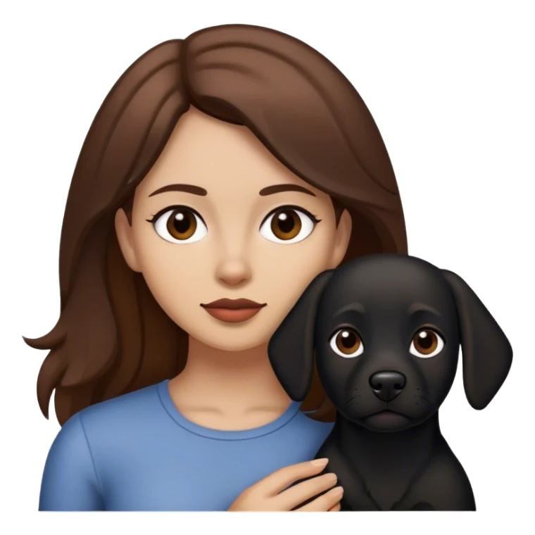 mujer psicóloga con cabello castaño y con su perro negro sticker