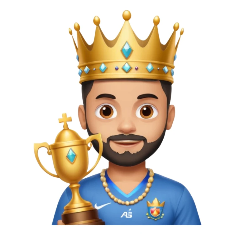Virat Kohli with tears of joy with crown and trophy  sticker