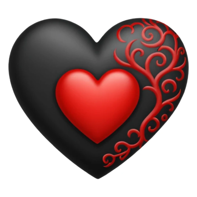 Black and red heart tattoo style sticker