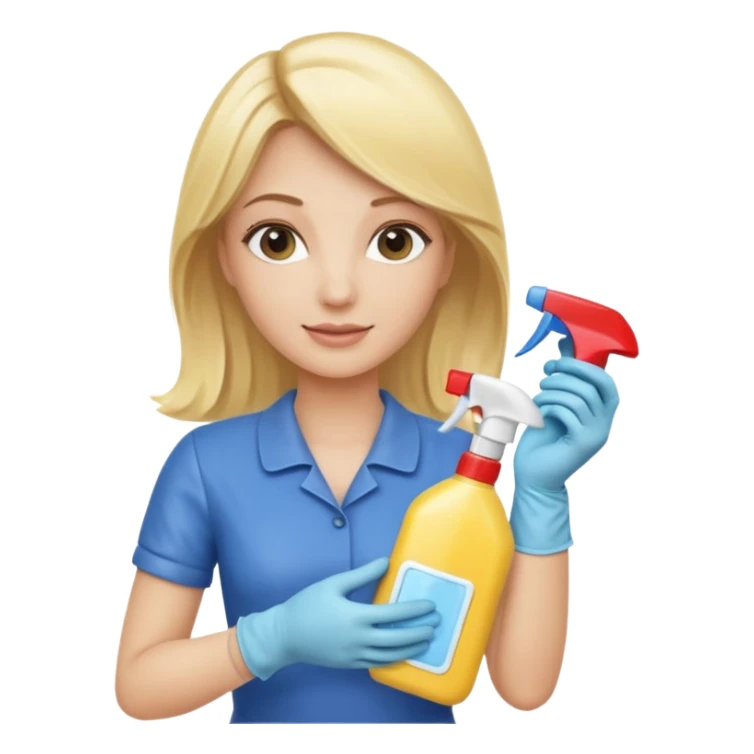 Uma mulher loura fazendo limpeza ou com produtos de limpeza sticker