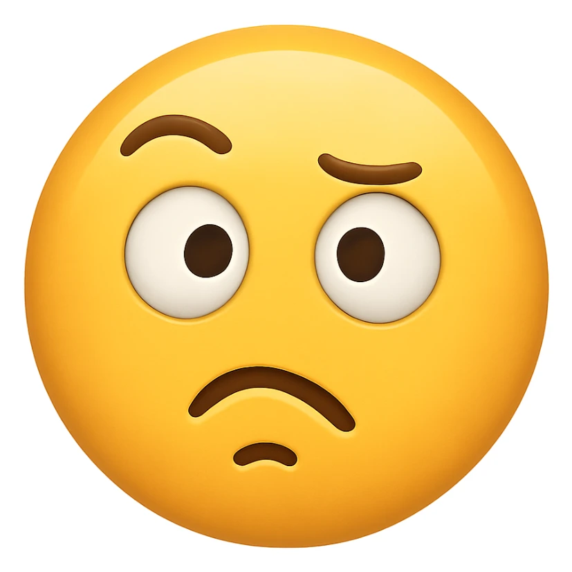 yellow confused face emoji, digital illustration sticker