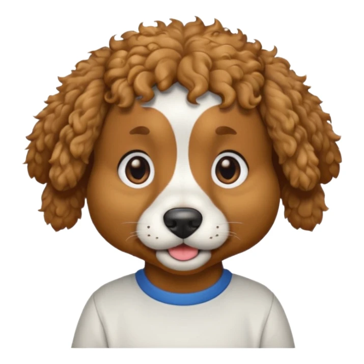 curly hair dog with shirts  sticker