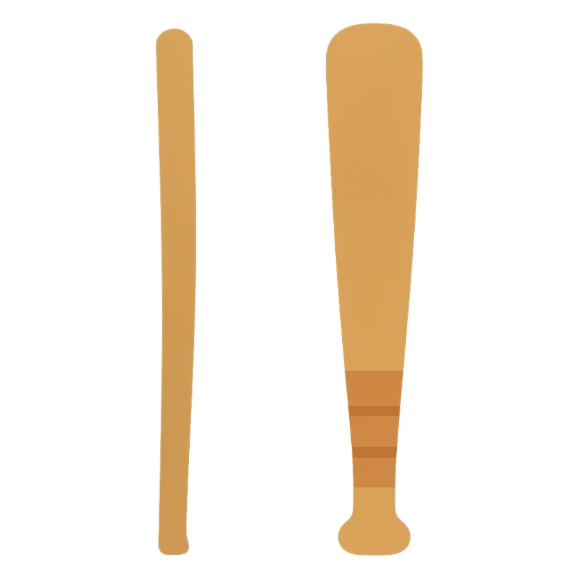 minimal flat style wooden stick and wooden bat sticker