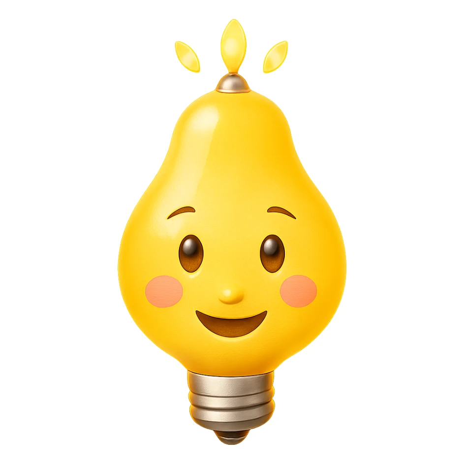 Add a glowing effect to the Bulby bulb, keep the background transparent. The style should maintain the original look with a luminous glow around the bulb. sticker