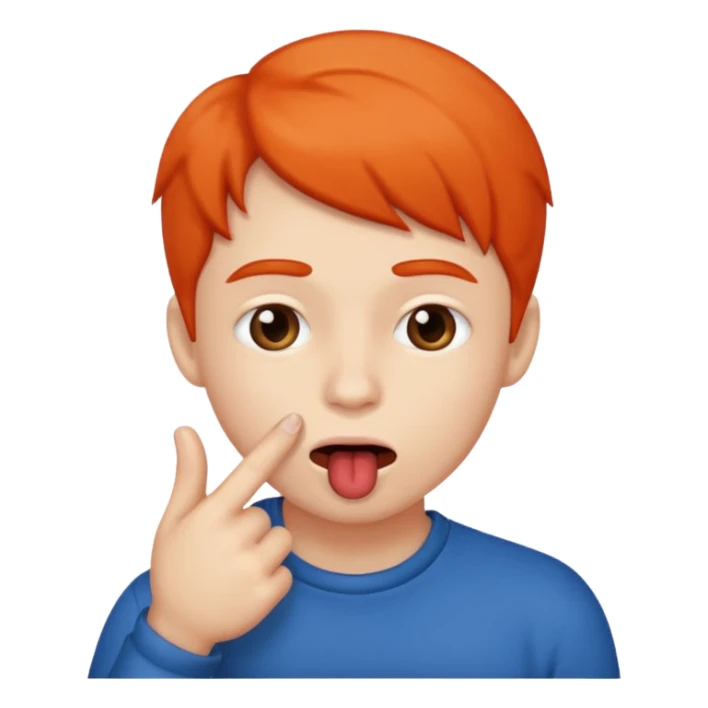 Cara con un dedo en la boca mordiéndose el labio inferior sticker