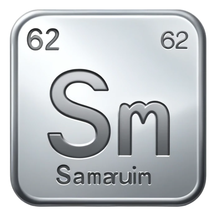 samarium element, rare earth metal, silvery white metal, chemical element Sm, atomic number 62 sticker