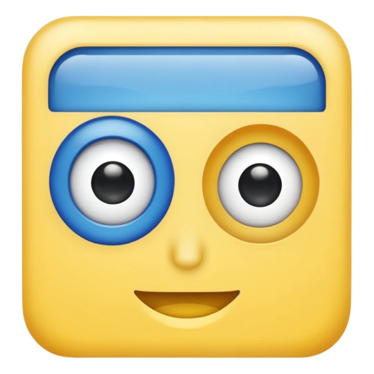 square with yellow body and square blue face square eyes and square mouth sticker