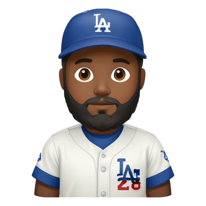 black person with beard in Dodgers baseball uniform sticker