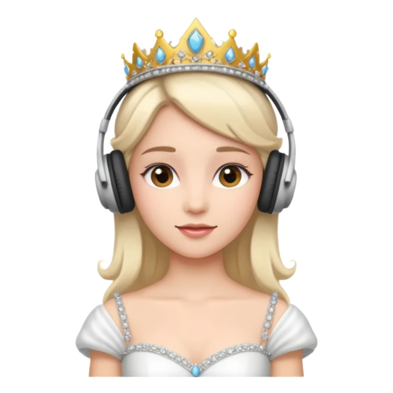 princess with headphones tiara and white dress sticker