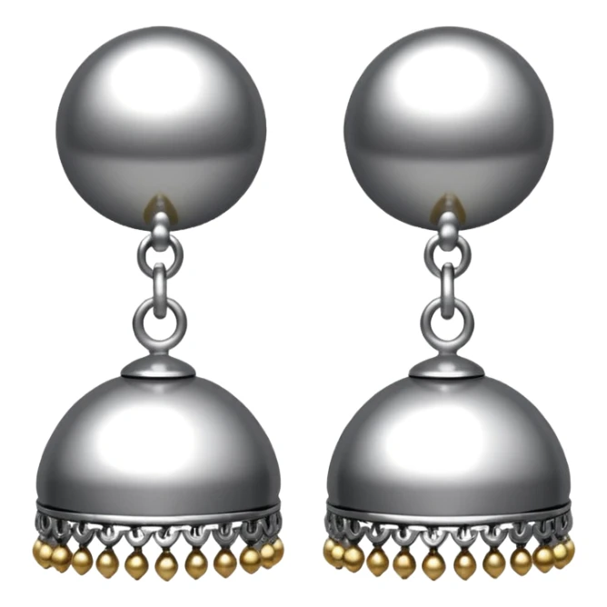 generate an ios genmoji of plain silver jhumkas sticker